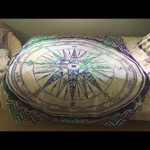 Purple, blue, green compass tapestry